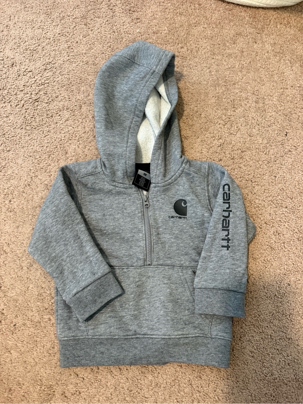 Carhartt Toddler Heather Gray Half-Zip Hooded Sweatshirt